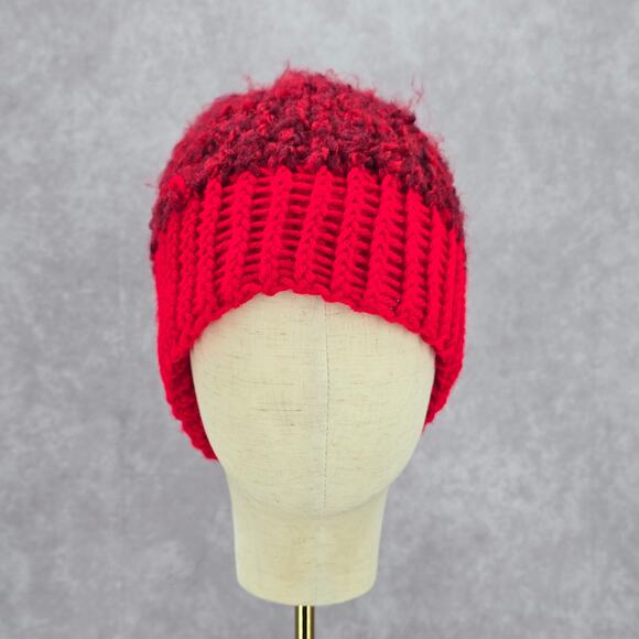 Red Crochet Knit Bucket Cap Hat Fun Vintage Y2K Funky Beanie - Picture 2 of 4
